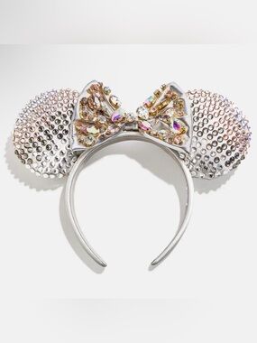 New BaubleBar Disney Minnie Mouse Crystal Silver Ears Headband.